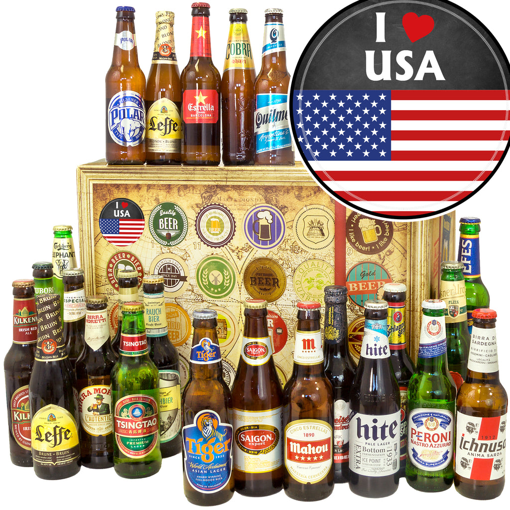 I love USA | 24 Spezialitäten Bier International | Geschenkpaket