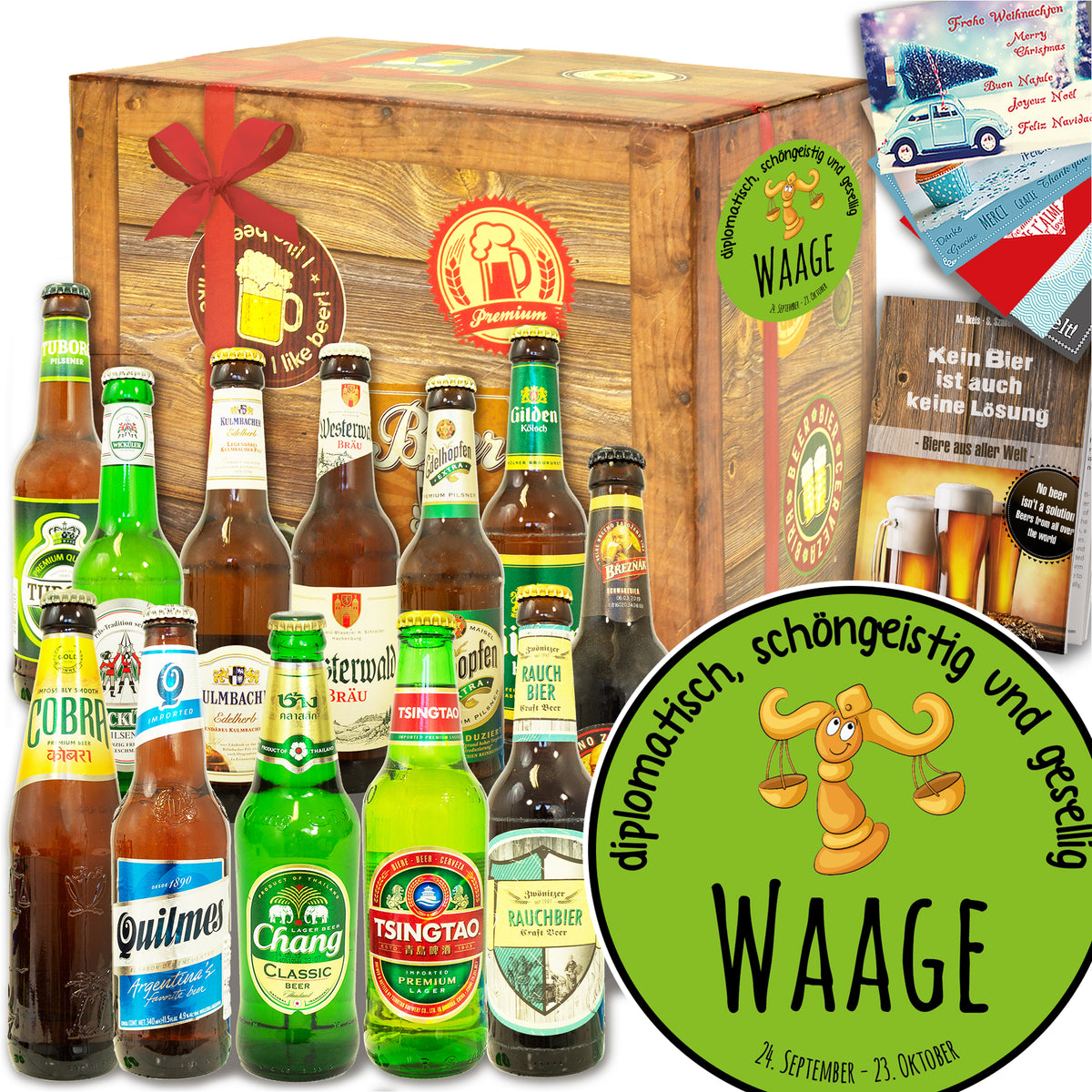 Sternzeichen Waage | 12 Biersorten Bier aus der Welt und Deutschland | Box