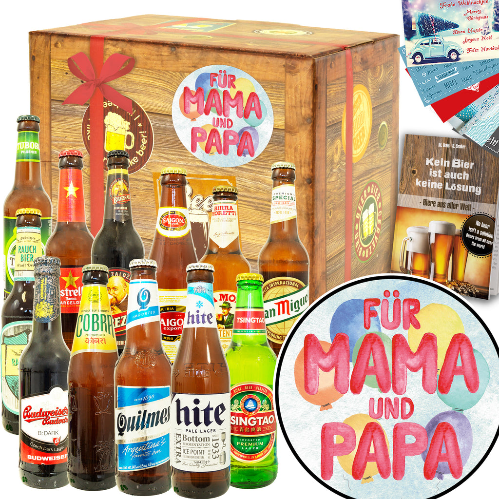Für Mama&Papa | 12 Biersorten Bier aus aller Welt | Geschenk Set