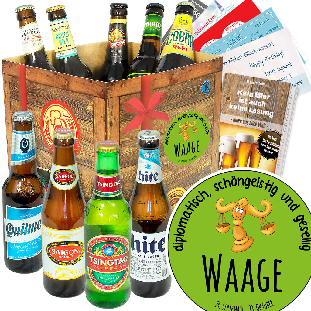 Sternzeichen Waage | 9 Biersorten Bier aus aller Welt | Box