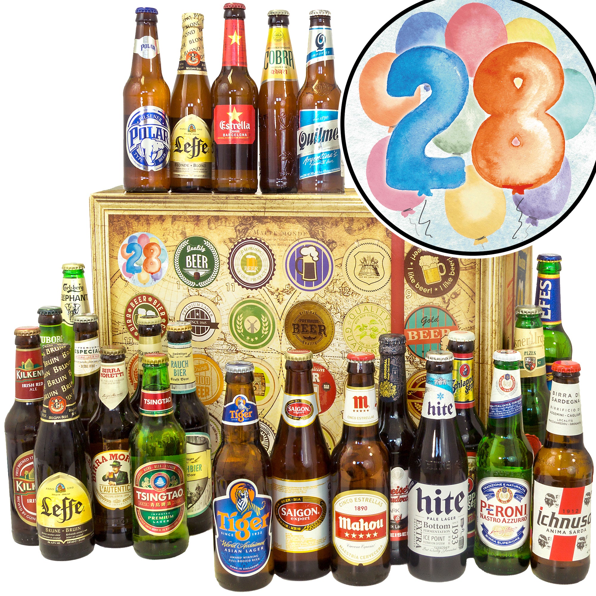 Geburtstag 28 | 24 Länder Bierweltreise | Biertasting - monatsgeschenke.de