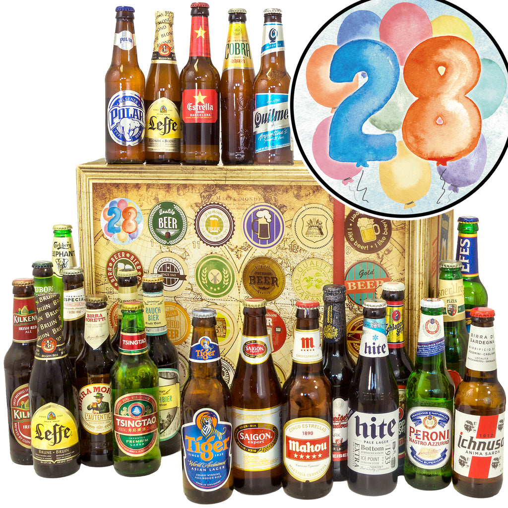 Geburtstag 28 | 24 Länder Bierweltreise | Biertasting - monatsgeschenke.de
