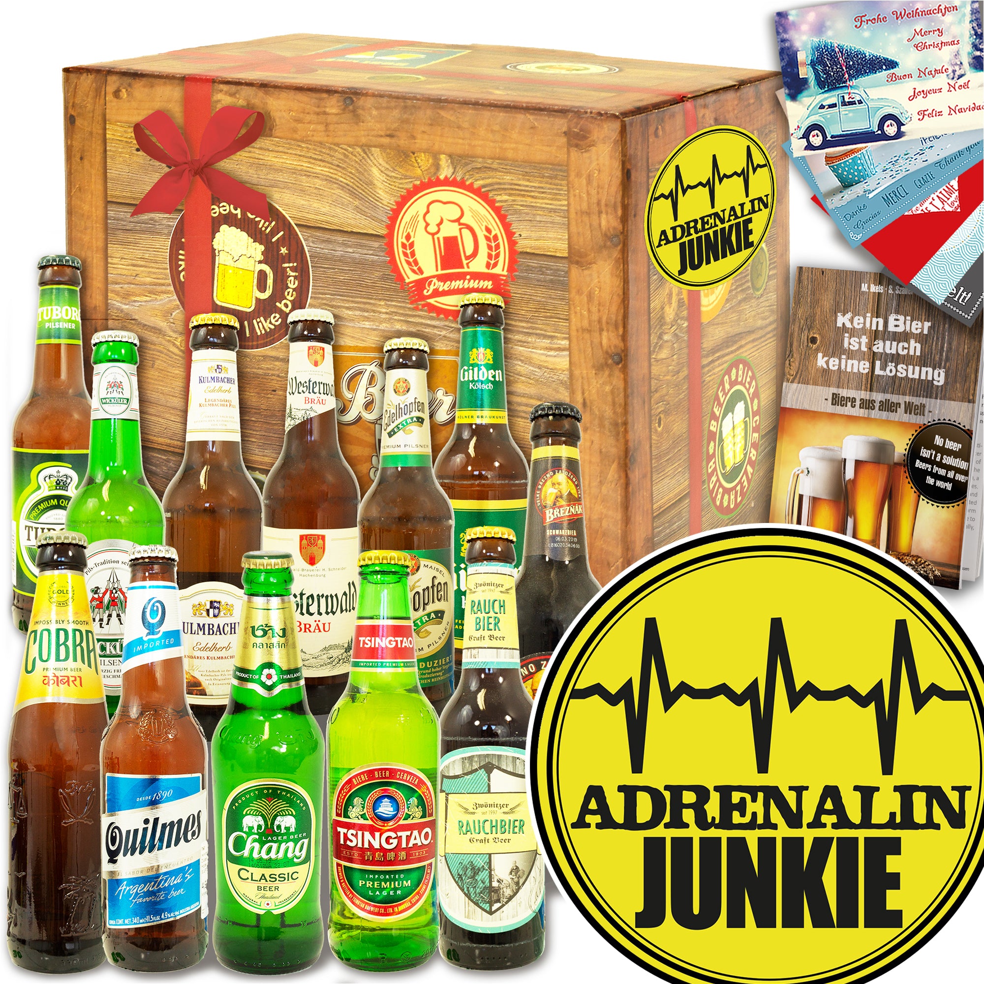 Adrenalinjunkie | 12x Bier International und DE | Geschenkbox
