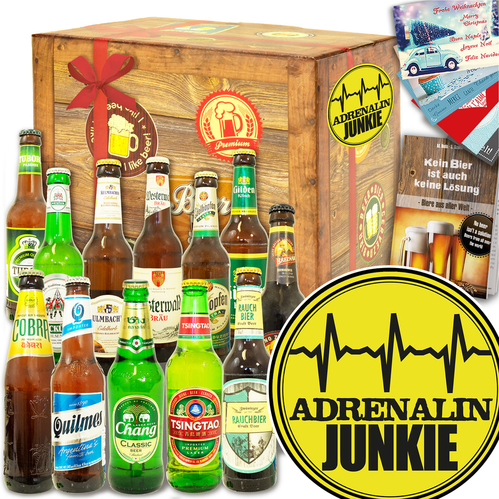 Adrenalinjunkie | 12x Bier International und DE | Geschenkbox