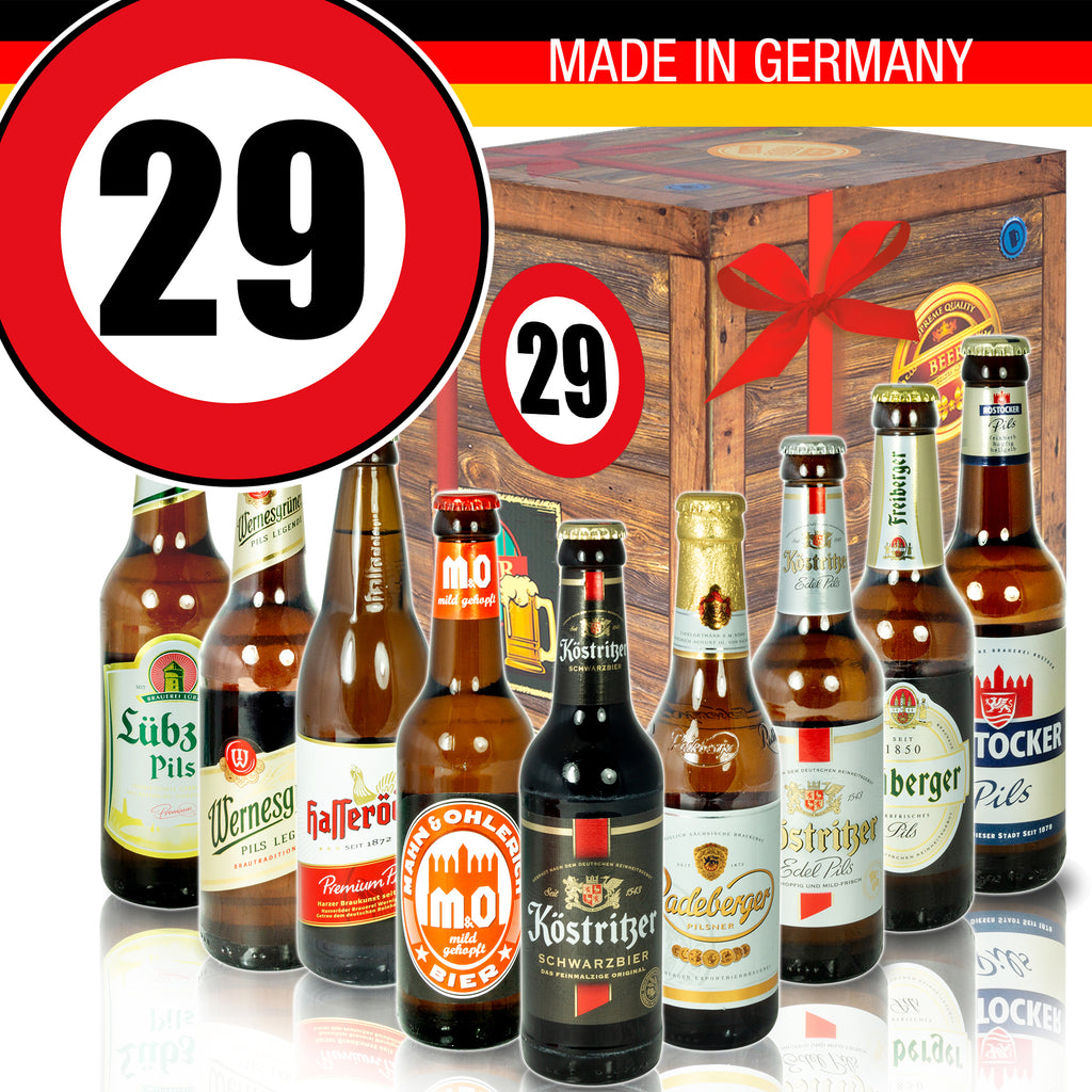 Zahl 29 | 9 Flaschen Biere Ostdeutsch | Bier Geschenk