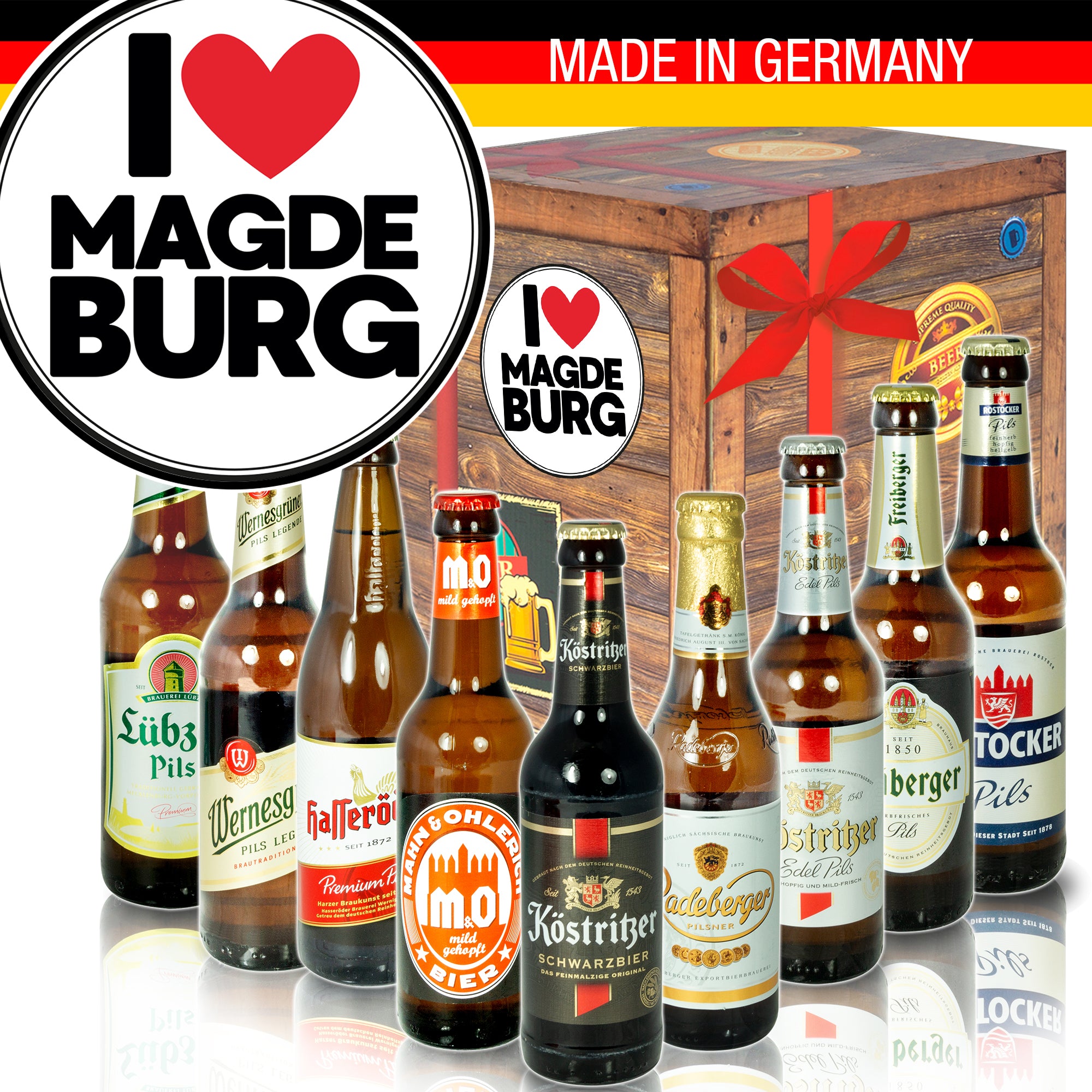 I love Magdeburg | 9 Flaschen Ostdeutsche Biere | Probierpaket