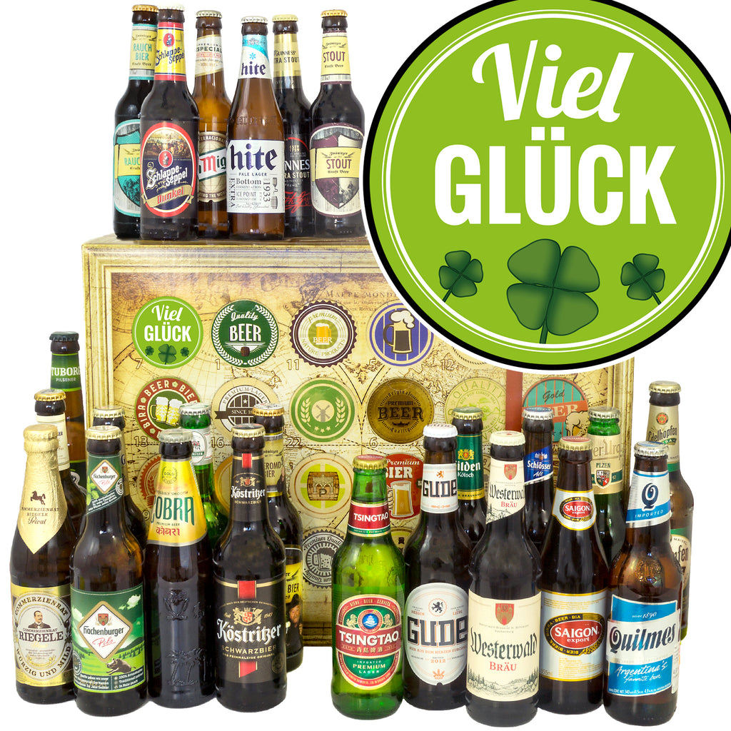 Viel Glück | 24x Bier Bier International und Deutschland | Geschenkbox