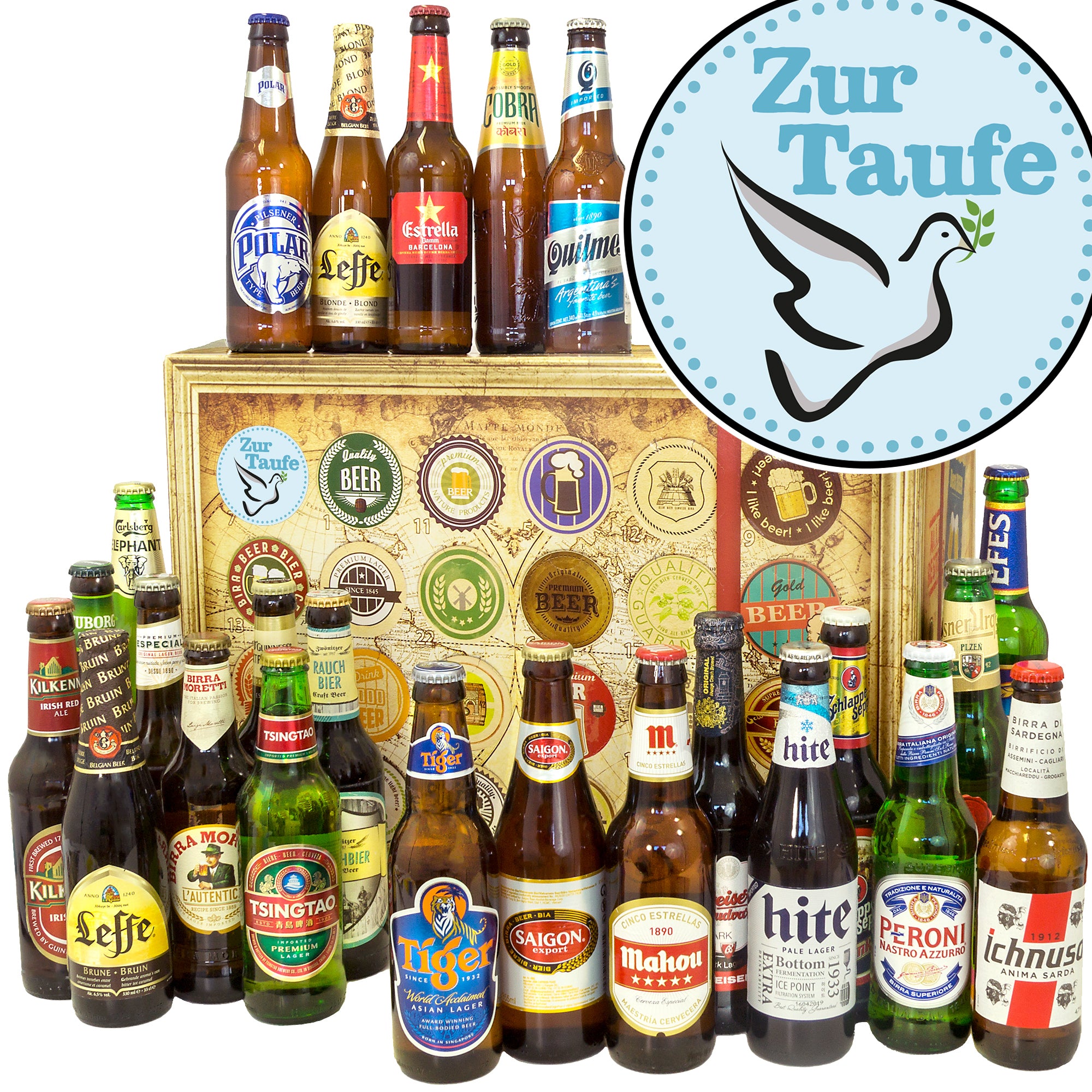 Zur Taufe | 24 Biersorten Biere aus aller Welt | Paket - monatsgeschenke.de