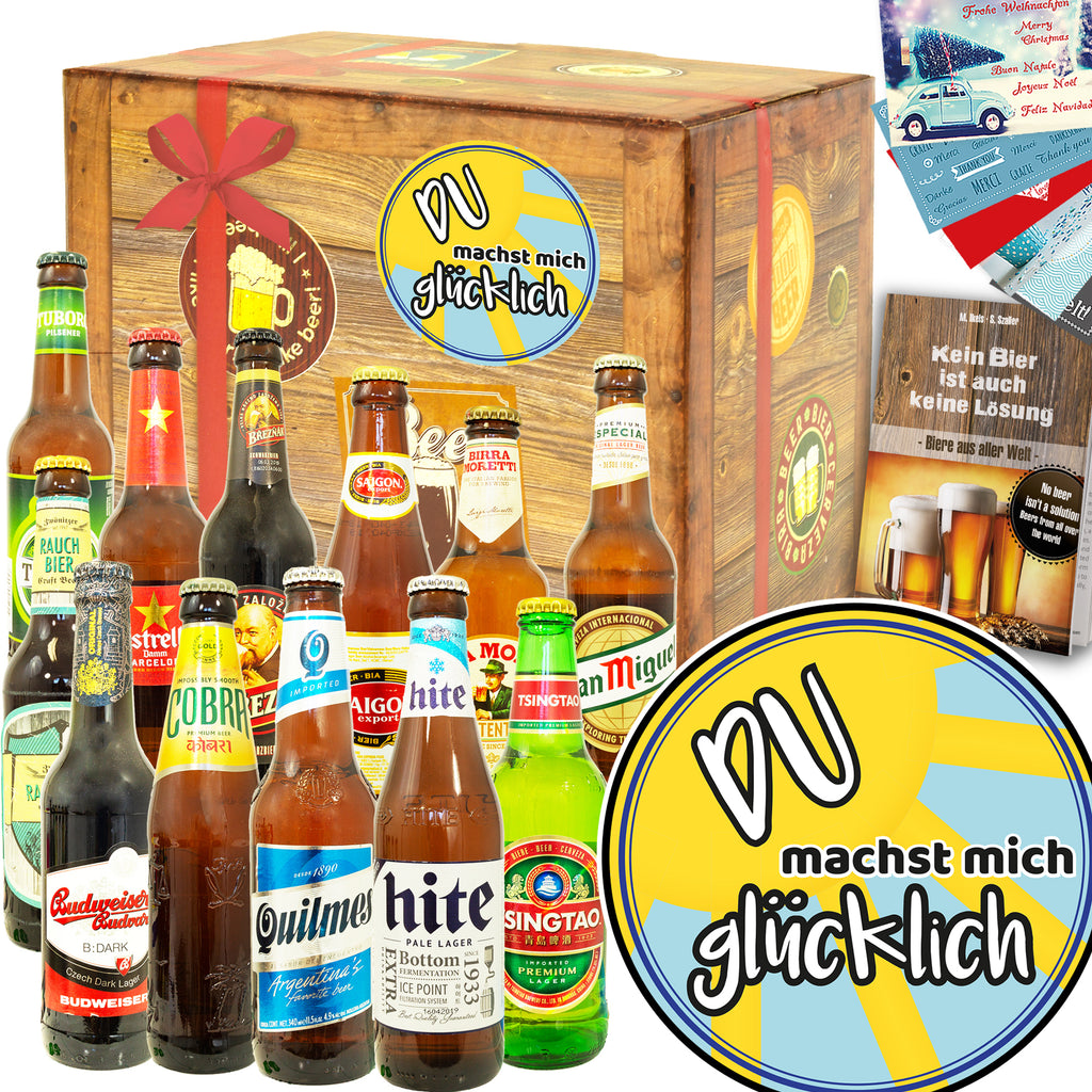 Du machst mich glücklich! | 12 Biersorten Biere aus aller Welt | Geschenkpaket