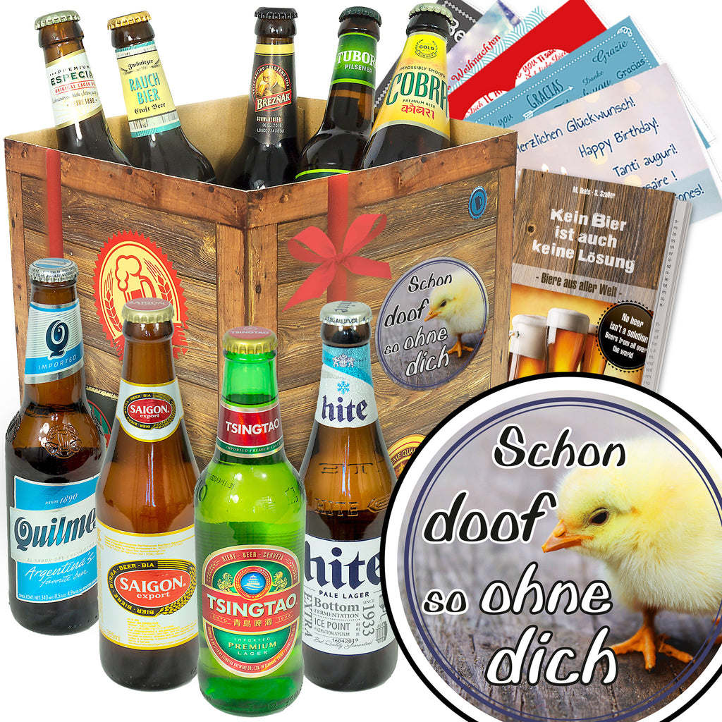 Schon doof so ohne dich | 9 Länder Bier aus aller Welt | Bier Geschenk