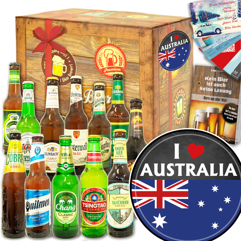 I love Australia | 12 Flaschen Bier Deutschland und Welt | Bier Geschenk