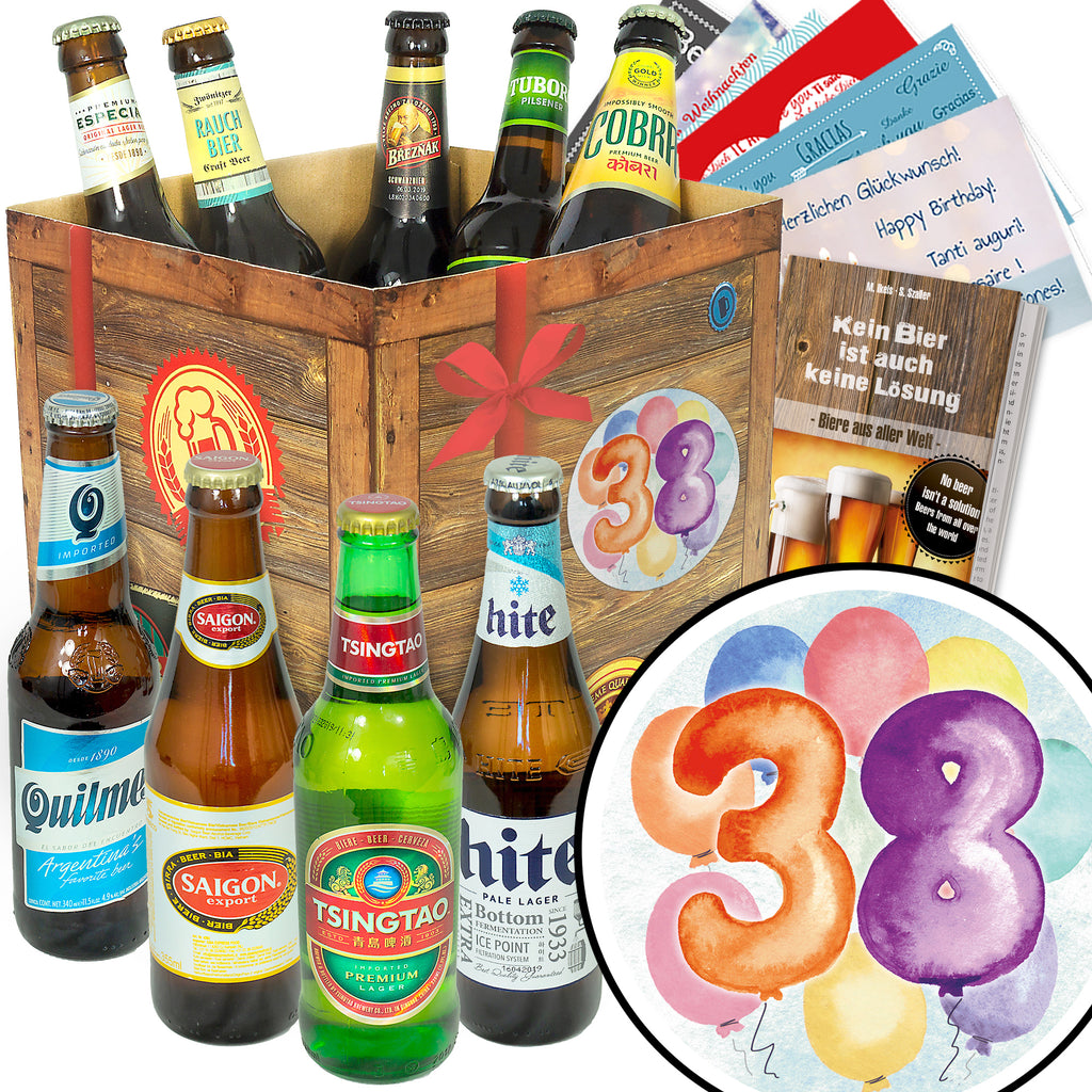 Geburtstag 38 | 9x Biere aus aller Welt | Geschenk Set