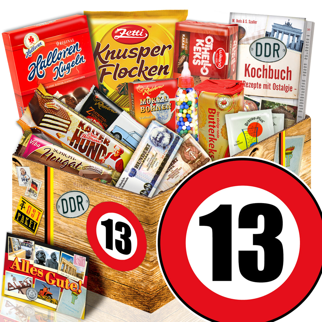 Zahl 13 - Süßigkeiten Set DDR L - monatsgeschenke.de