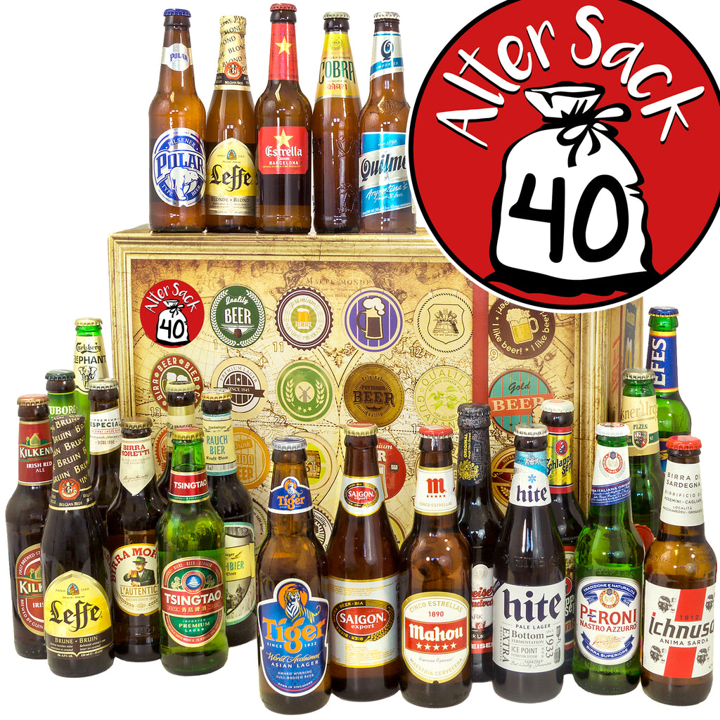Alter Sack 40 | 24x Bierweltreise | Geschenk Box