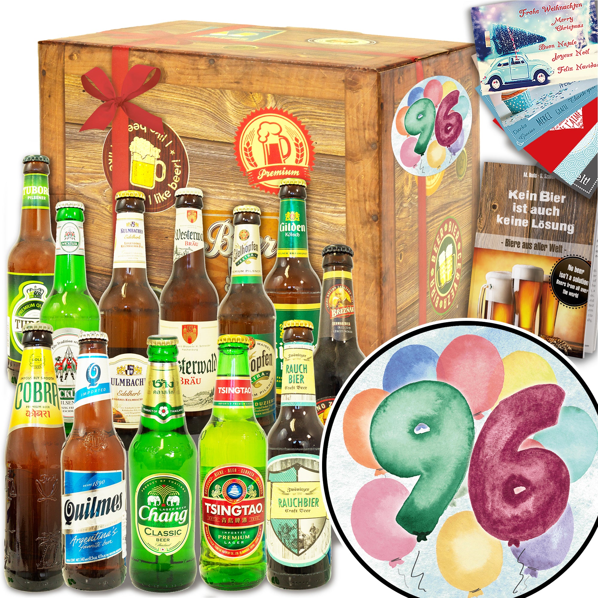 Geburtstag 96 | 12x Bier International und DE | Geschenk Box