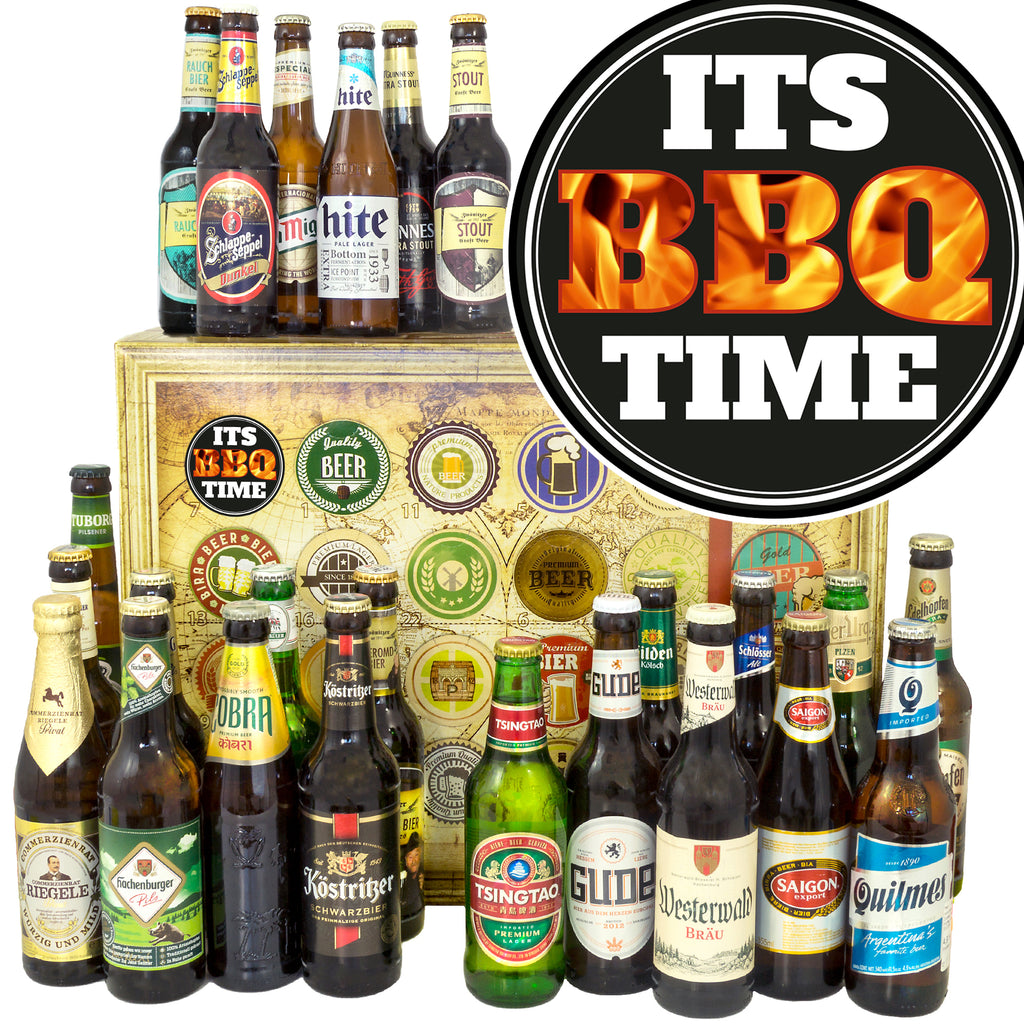 It's BBQ-time | 24 Biersorten Bier aus Welt und Deutschland | Geschenkbox