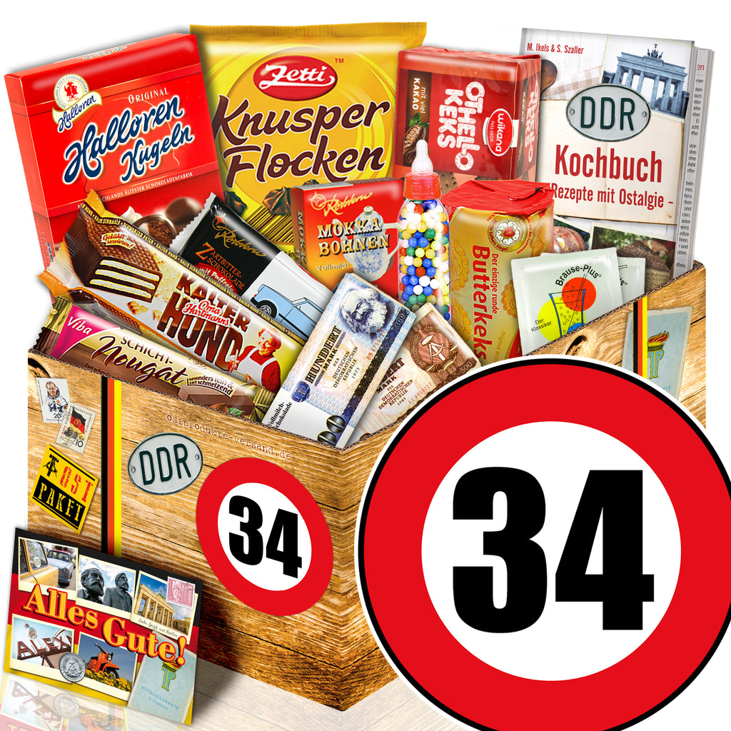 Zahl 34 - Süßigkeiten Set DDR L - monatsgeschenke.de
