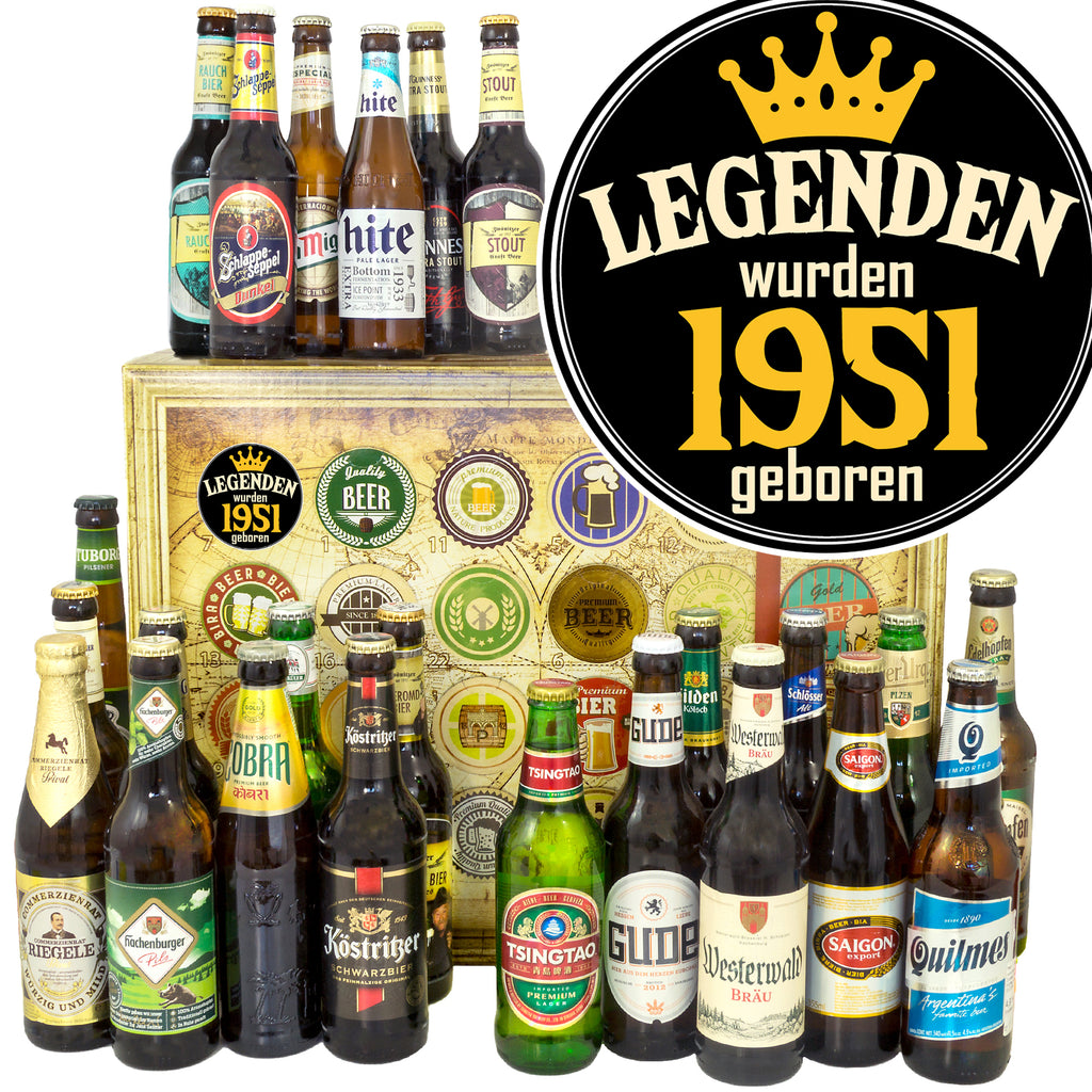 Legenden 1951 | 24 Spezialitäten Bier aus Welt und Deutschland | Bierset
