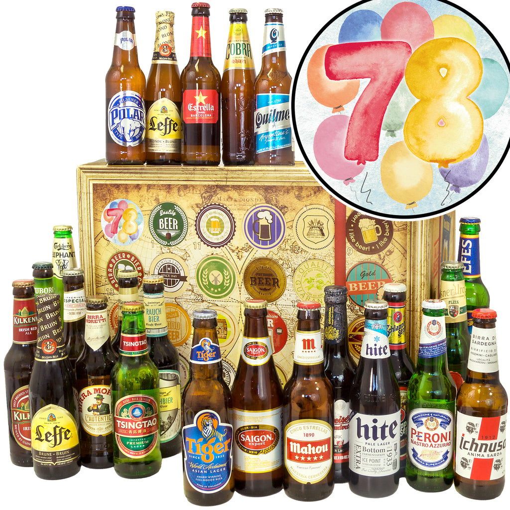 Geburtstag 78 | 24 Biersorten Biere der Welt Exoten | Probierpaket