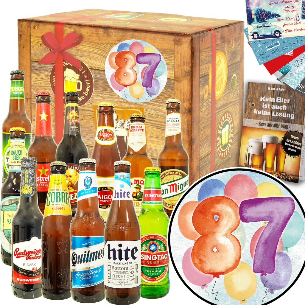 Geburtstag 87 | 12 Flaschen Bier aus aller Welt | Geschenkpaket