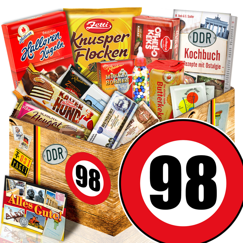 Zahl 98 - Süßigkeiten Set DDR L - monatsgeschenke.de