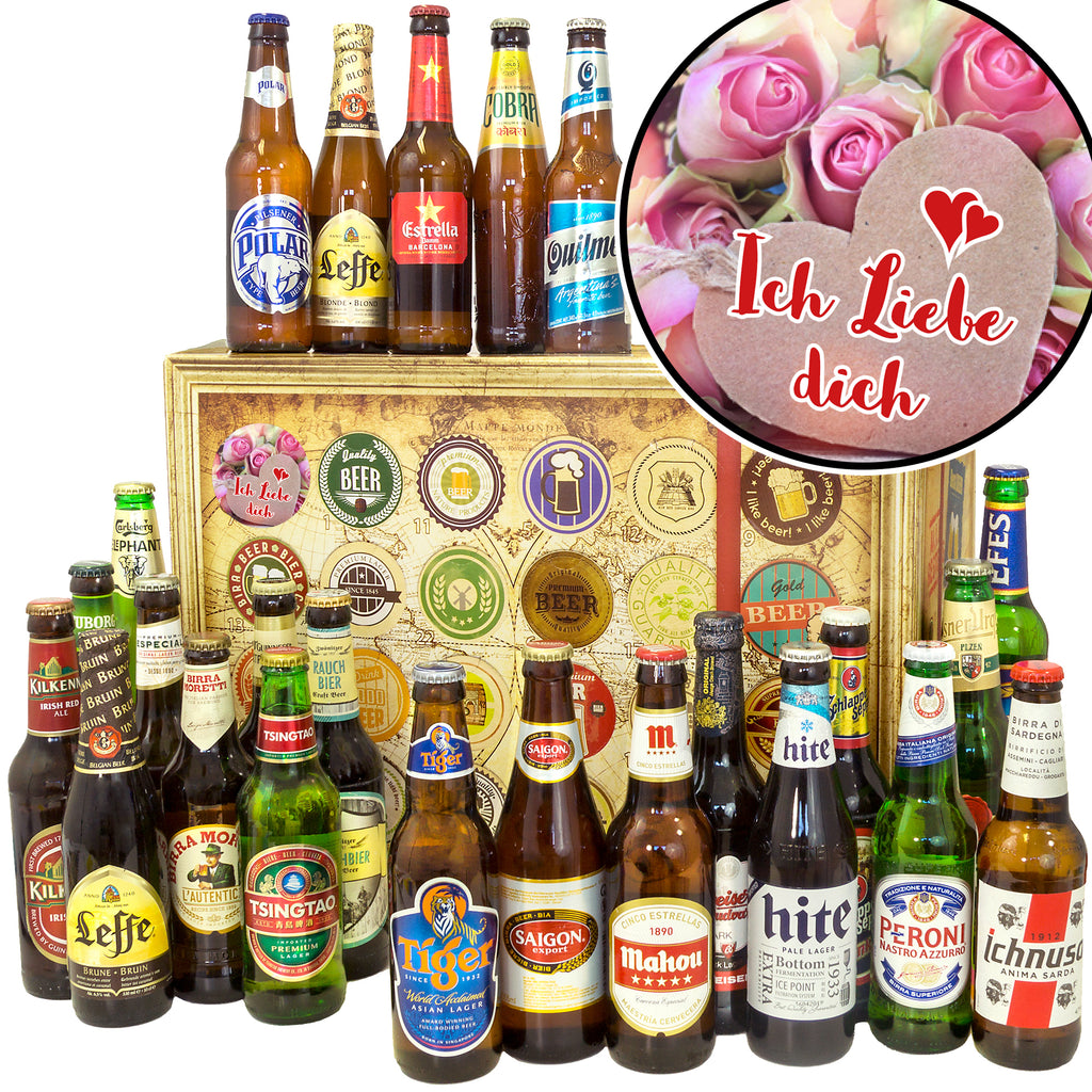Ich liebe dich | 24 Länder Biere der Welt | Geschenk Box