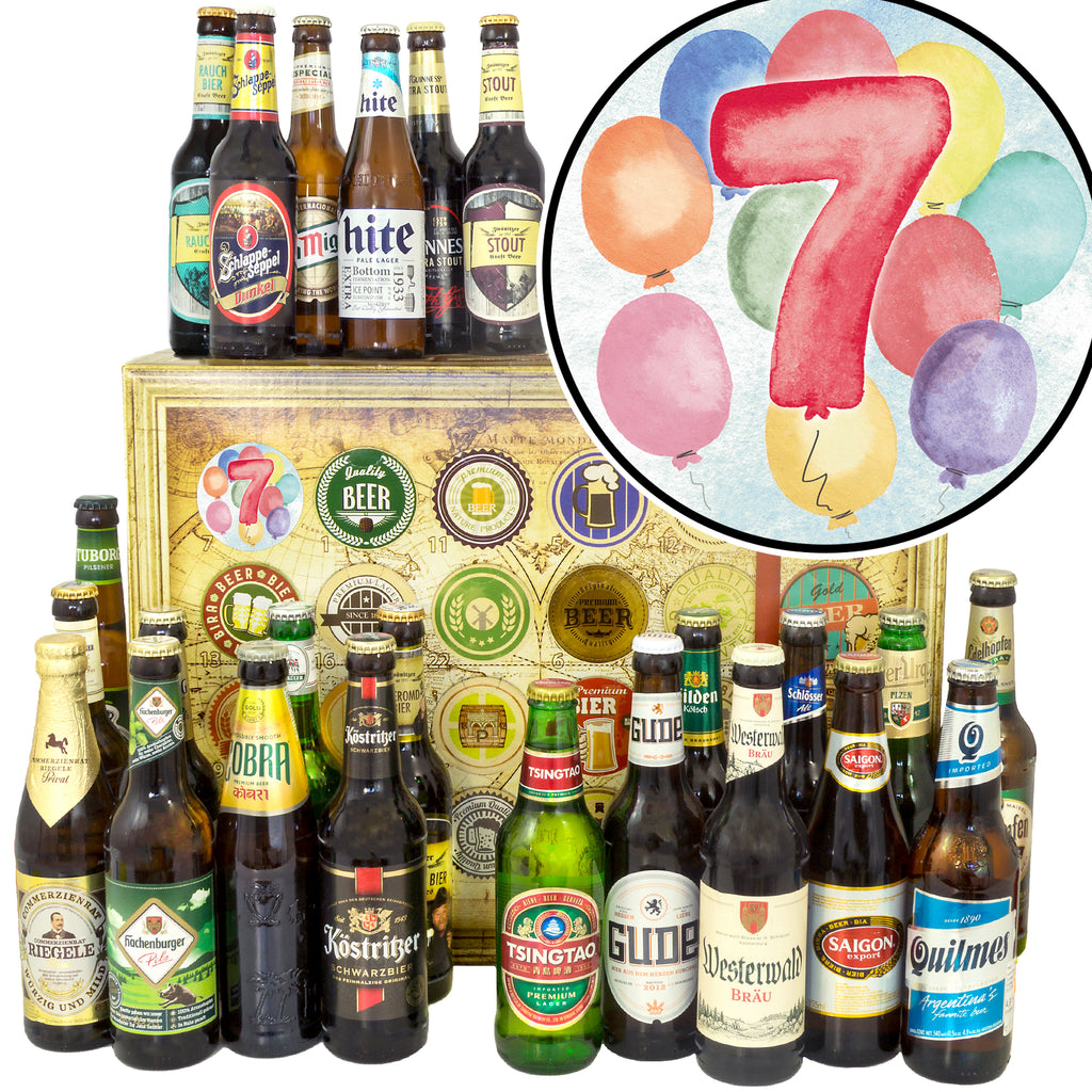 Jahrestag 7 | 24 Biersorten Bier International und Deutschland | Bierpaket