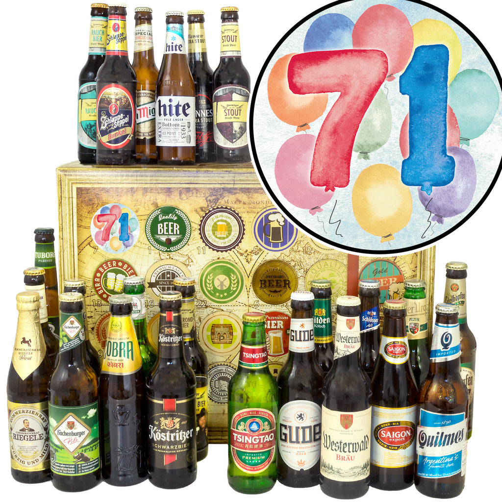 Geburtstag 71 | 24 Biersorten Bier Deutschland und Welt | Geschenkpaket