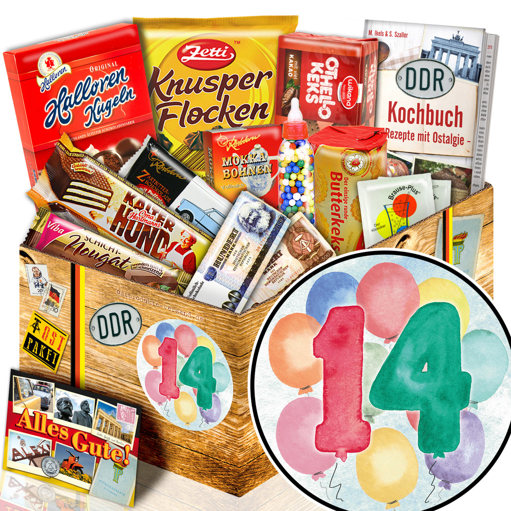 Zahl 14 - Süßigkeiten Set DDR L - monatsgeschenke.de