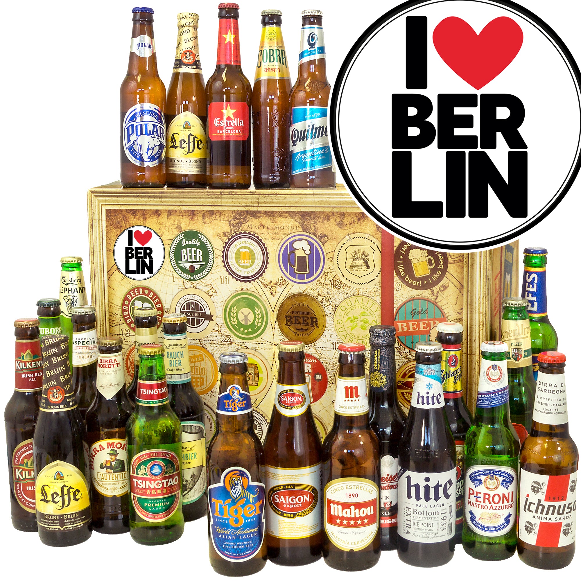 I love Berlin | 24x Biere der Welt Exoten | Geschenkset