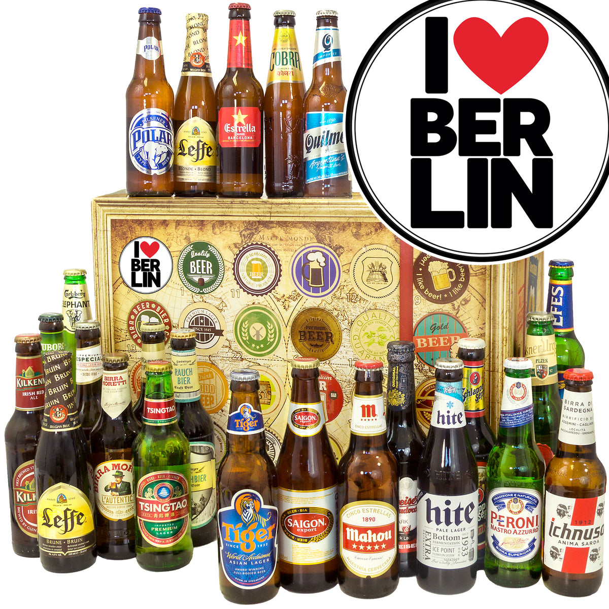 I love Berlin | 24x Biere der Welt Exoten | Geschenkset