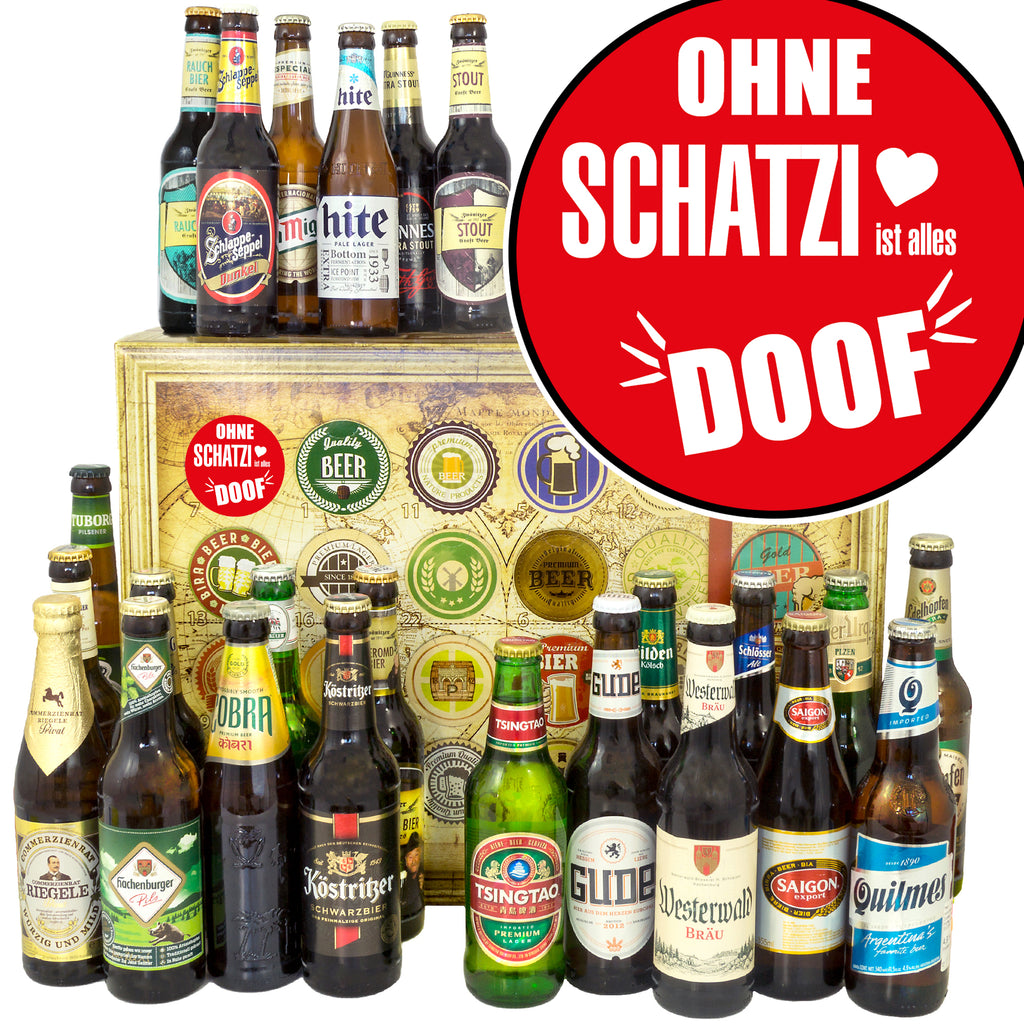 Ohne Schatzi ist alles doof | 24x Bier Bier Deutschland und Welt | Geschenkidee