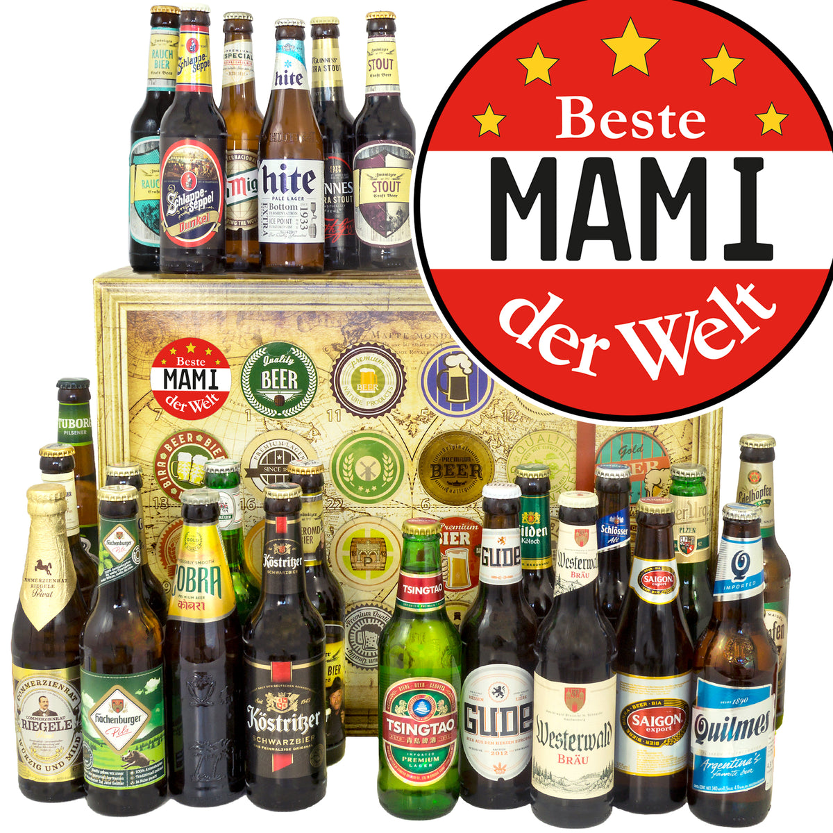 Beste Mami der Welt | 24x Bier Deutschland und Welt | Paket