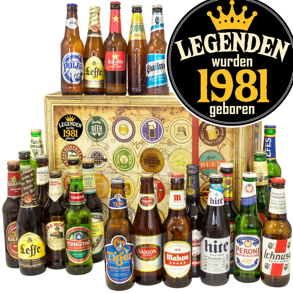 Legenden 1981 | 24 Flaschen Biere der Welt Exoten | Geschenkset