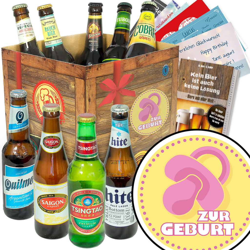 Zur Geburt Mädchen | 9x Biere der Welt Exoten | Geschenk Set