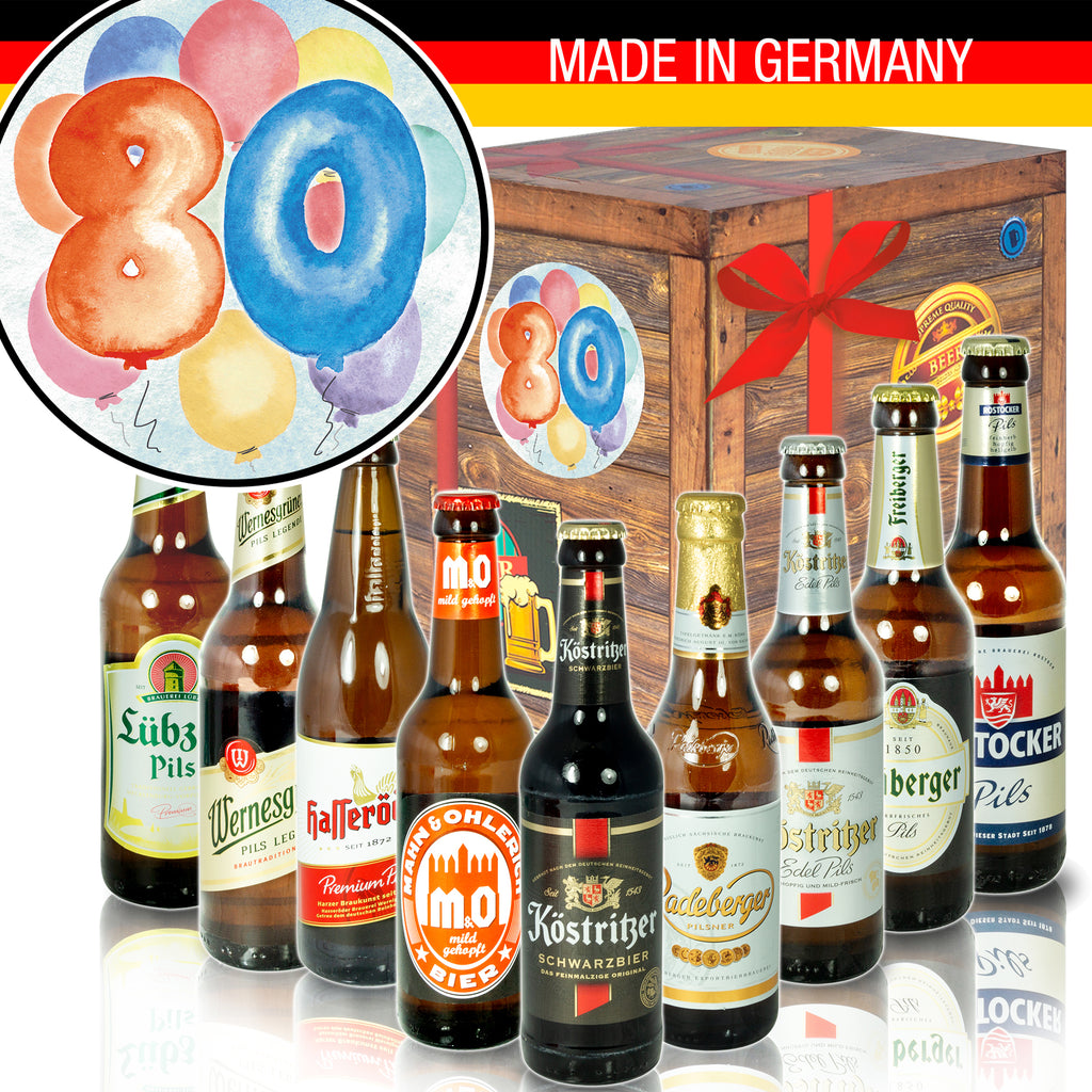 Geburtstag 80 | 9 Spezialitäten Biere Ostdeutsch | Geschenkkorb