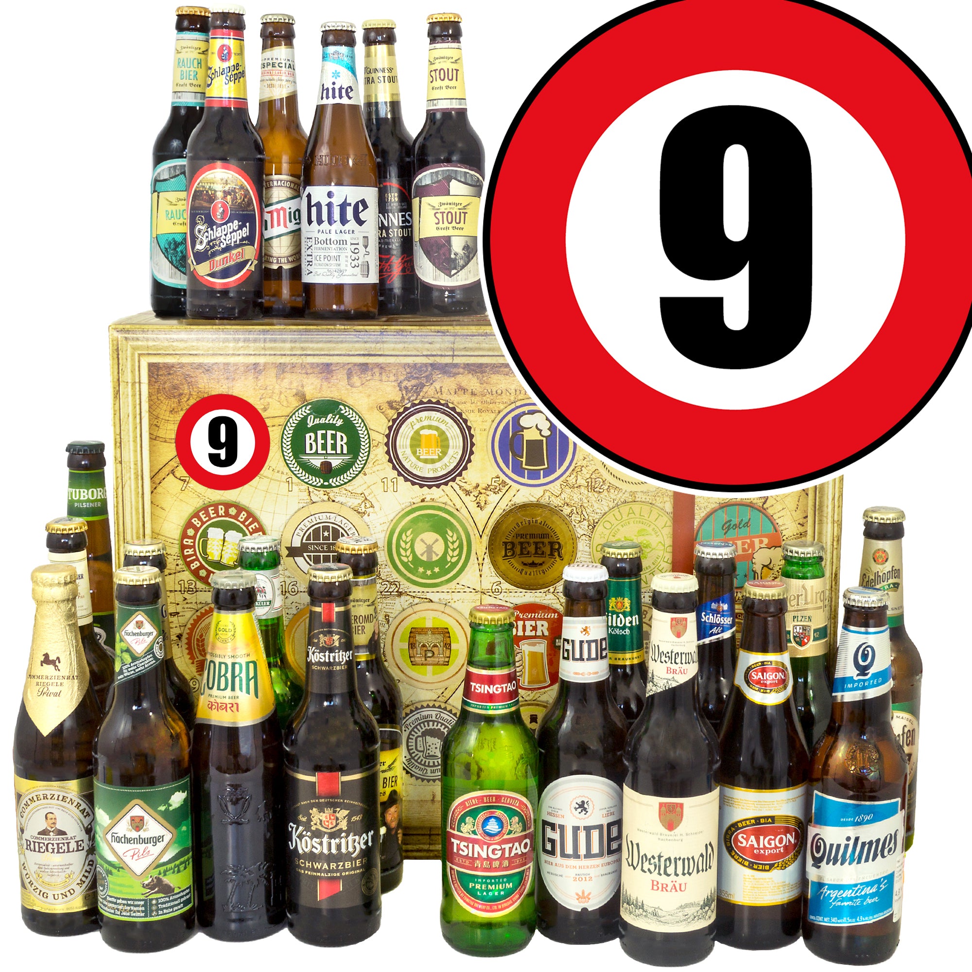 Zahl 9 | 24x Bier Bier aus Welt und Deutschland | Bierset