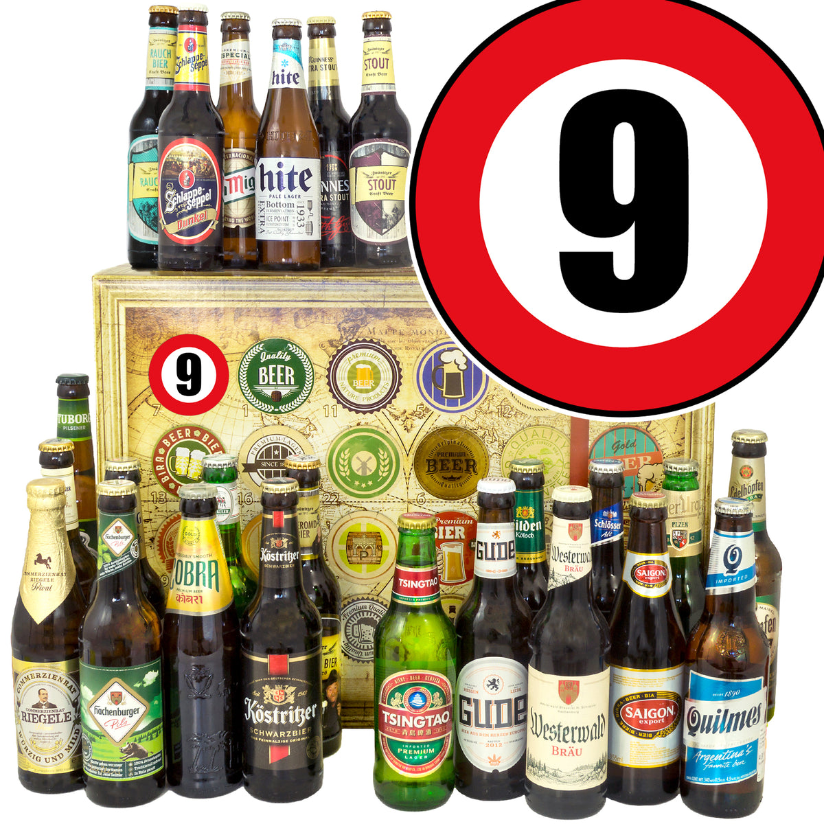 Zahl 9 | 24x Bier Bier aus Welt und Deutschland | Bierset