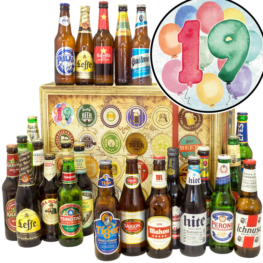 Geburtstag 19 | 24 Biersorten Biere aus aller Welt | Geschenkset