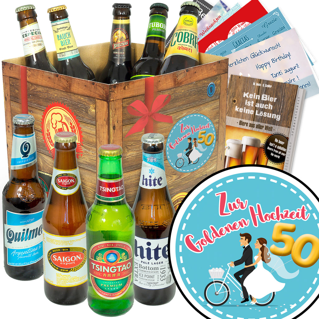 Zur Goldenen Hochzeit | 9 Biersorten Biere der Welt Exoten | Geschenkbox