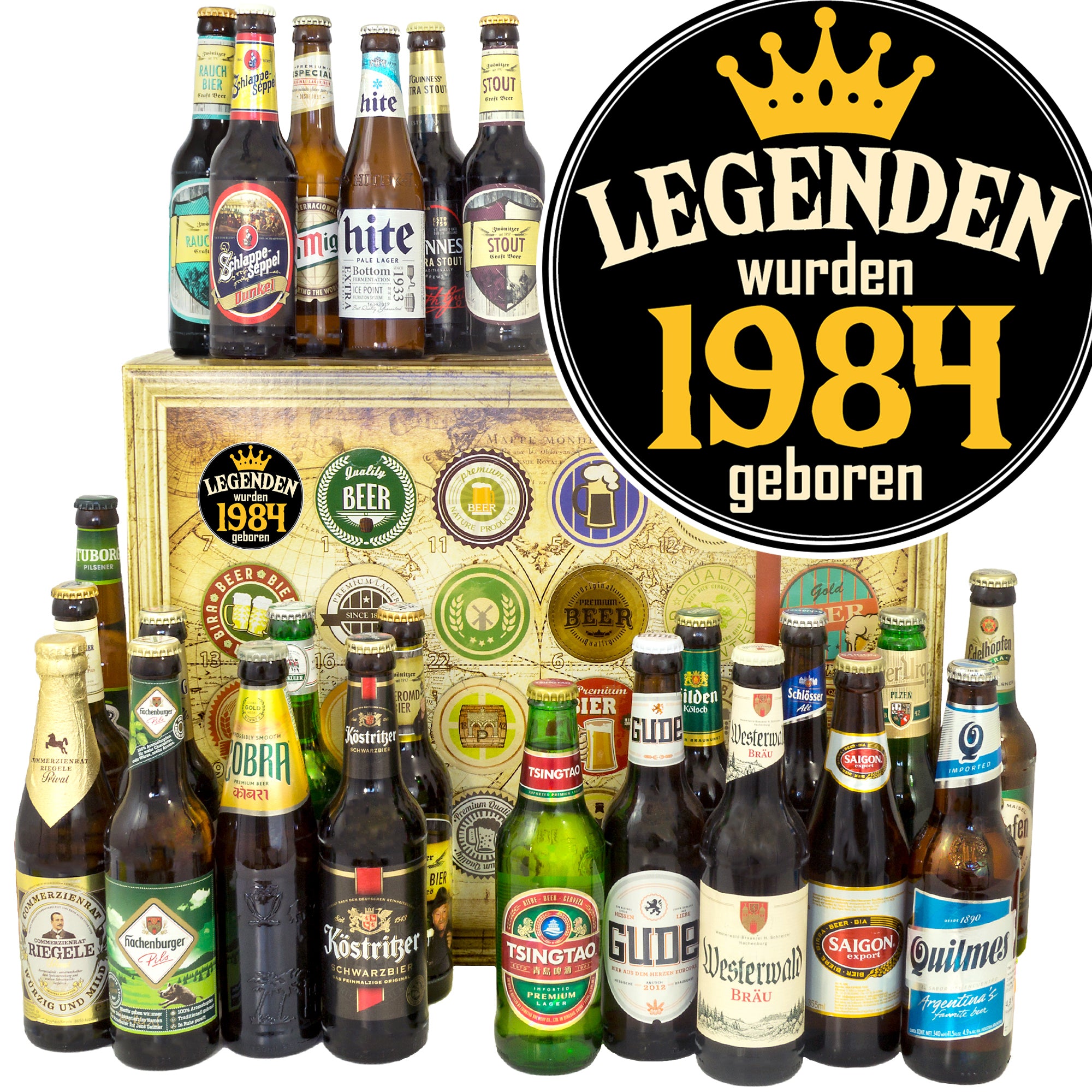 Legenden 1984 | 24 Flaschen Biere Welt und Deutschland | Box