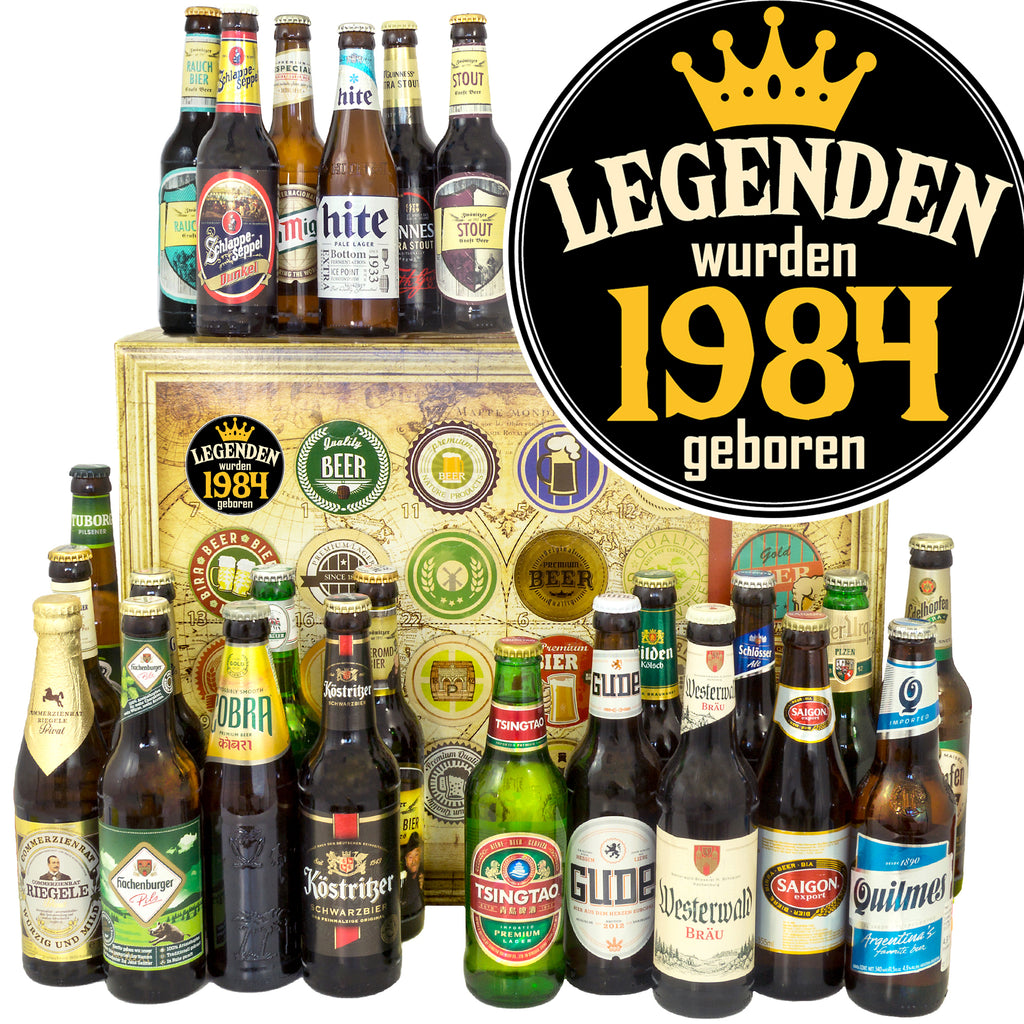 Legenden 1984 | 24 Flaschen Biere Welt und Deutschland | Box