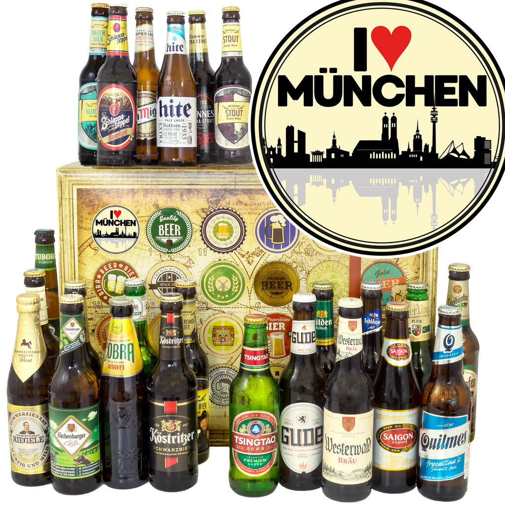 I love München | 24 Biersorten Bier Deutschland und Welt | Geschenkset