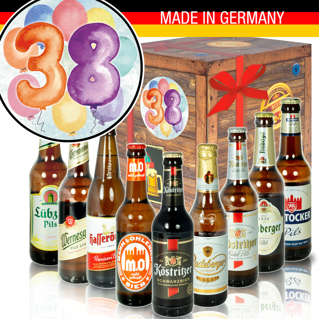 Geburtstag 38 | 9x Bier Biere Ostdeutsch | Geschenkset