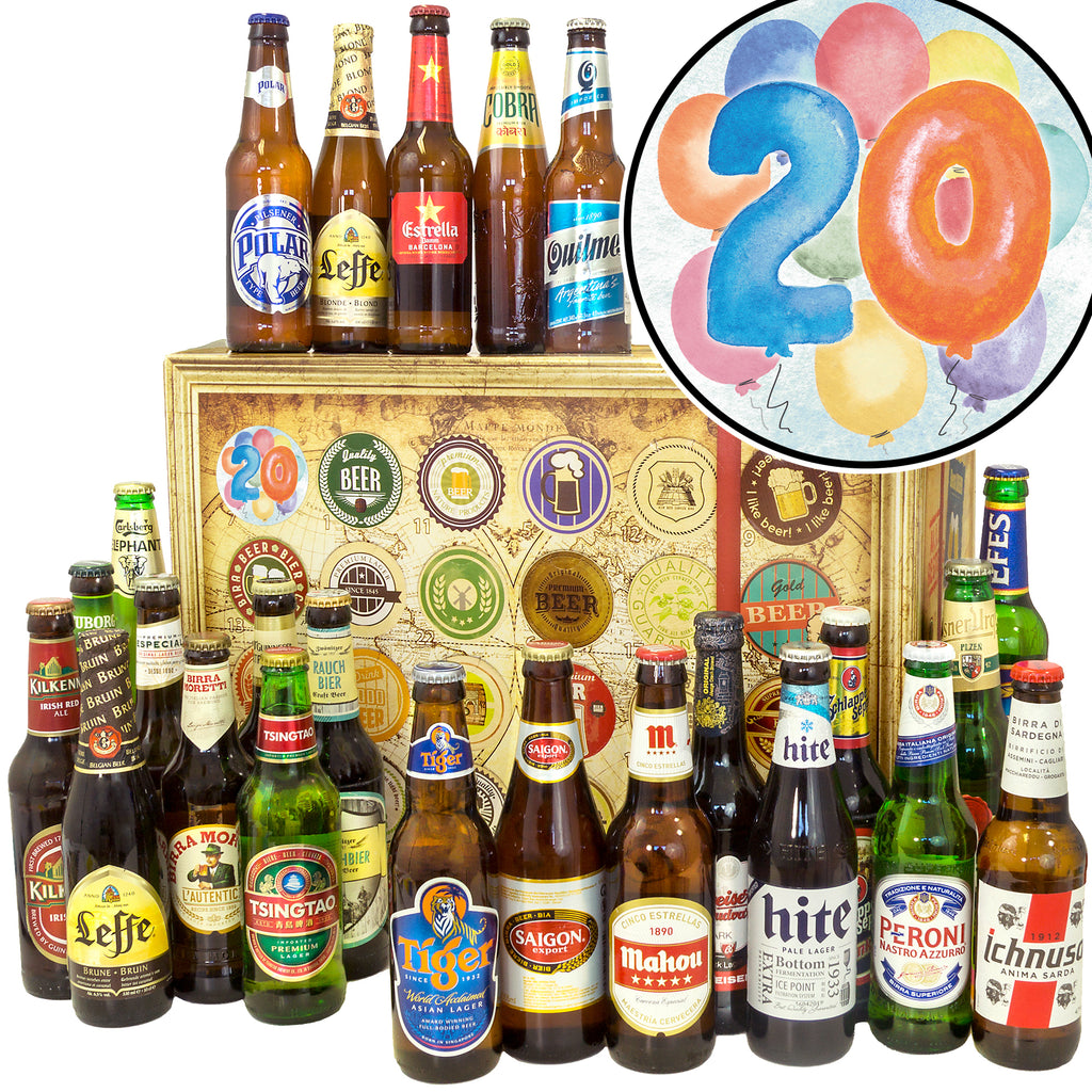 Geburtstag 20 | 24 Flaschen Bier International | Geschenkkorb