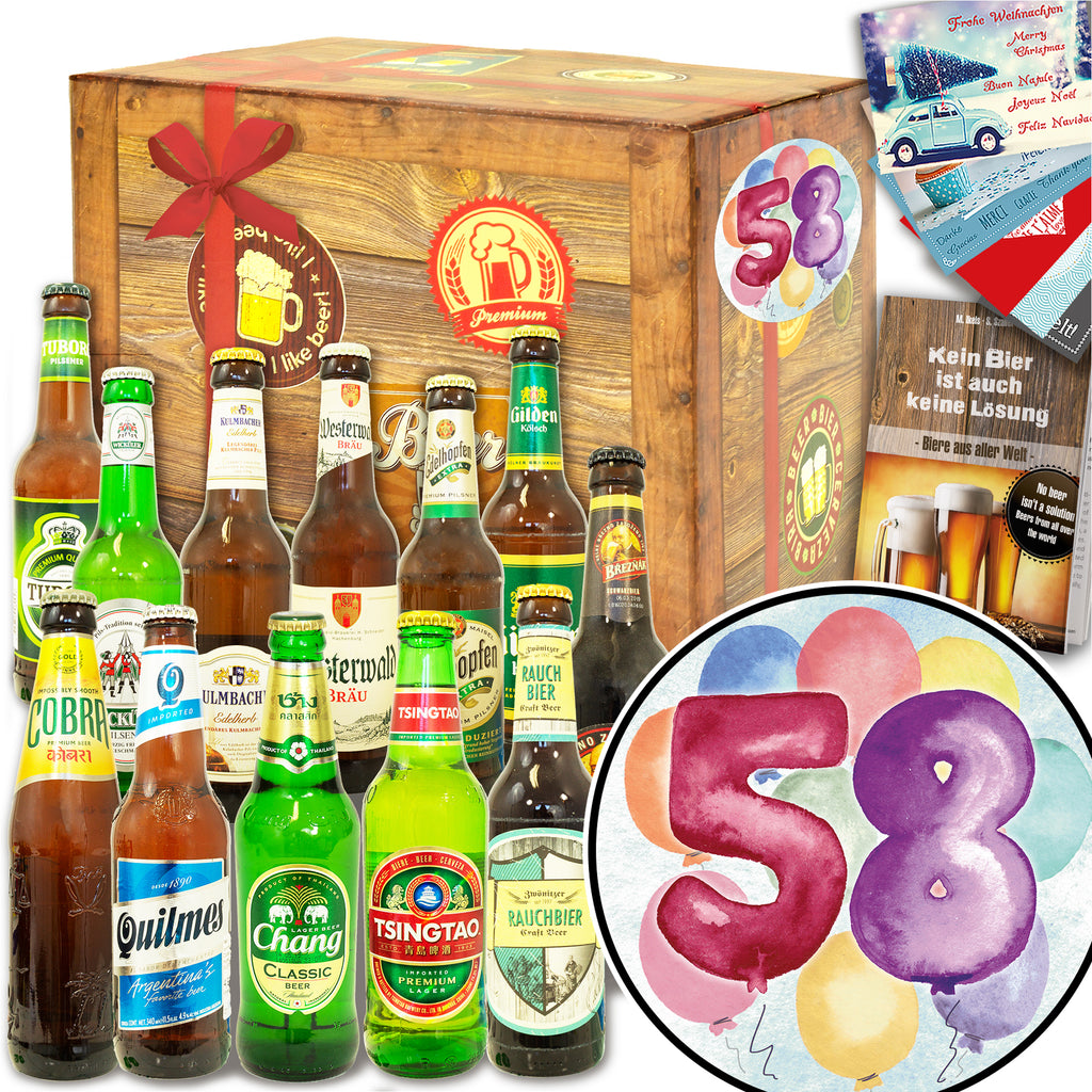 Geburtstag 58 | 12x Bier aus der Welt und Deutschland | Geschenk Set