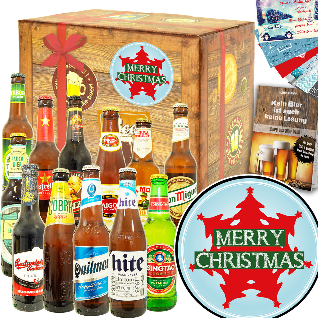 Frohe Weihnachten Baum | 12 Länder Bier aus aller Welt | Geschenkidee