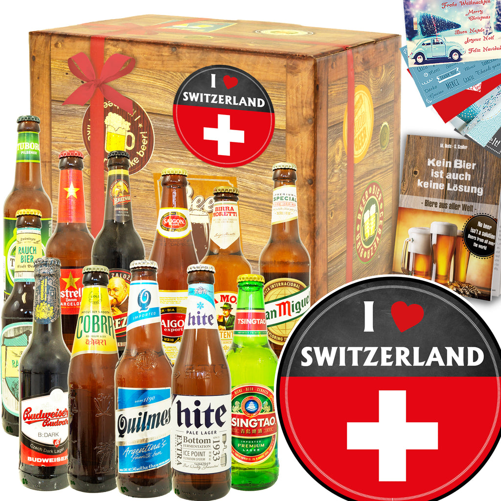 I love Switzerland | 12 Biersorten Bier aus aller Welt | Geschenkset