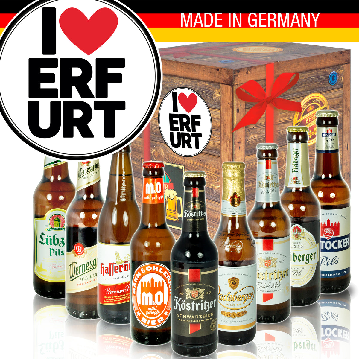 I love Erfurt | 9 Spezialitäten Biere aus Ostdeutschland | Bierpaket