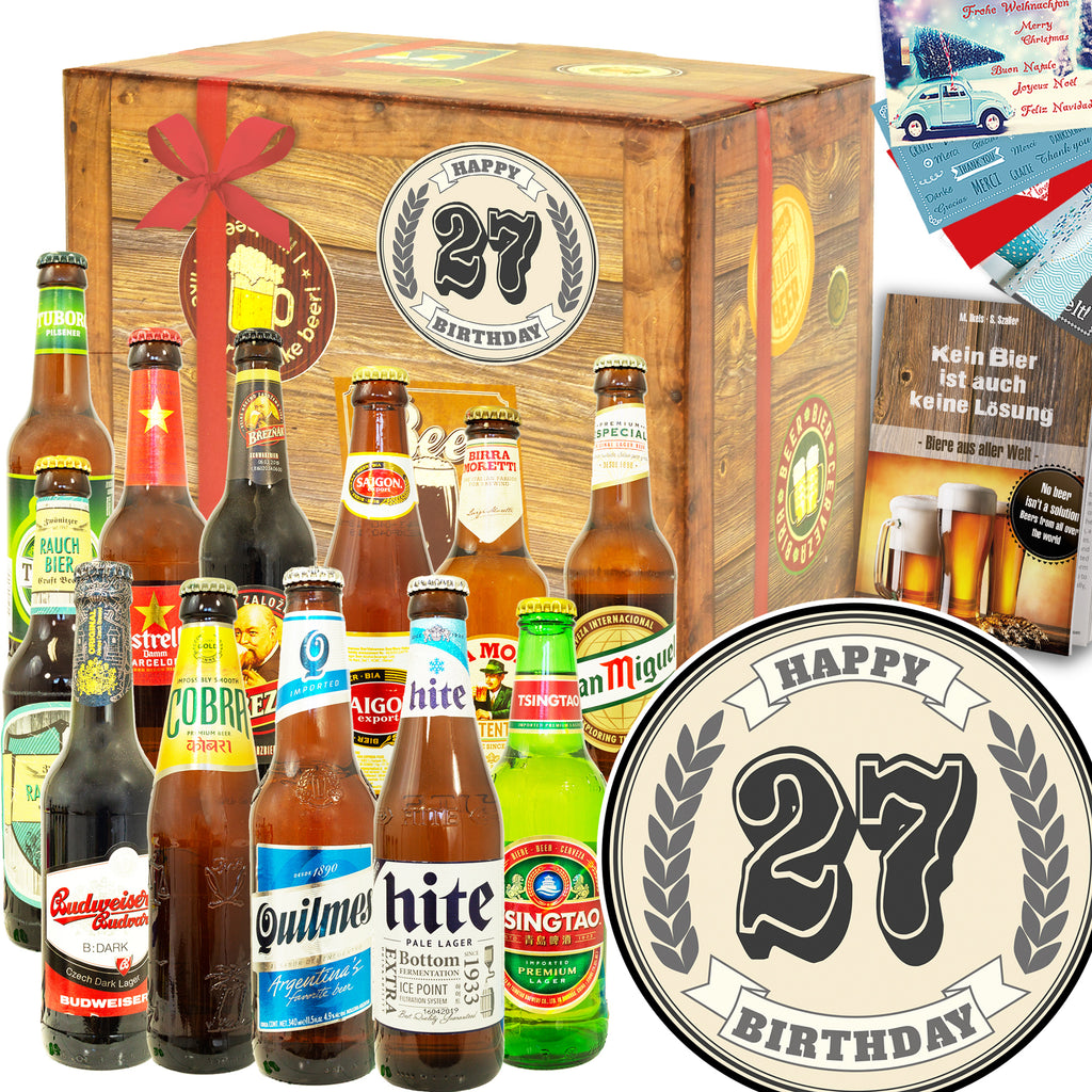 Geburtstag 27 | 12 Flaschen Biere der Welt | Biergeschenk